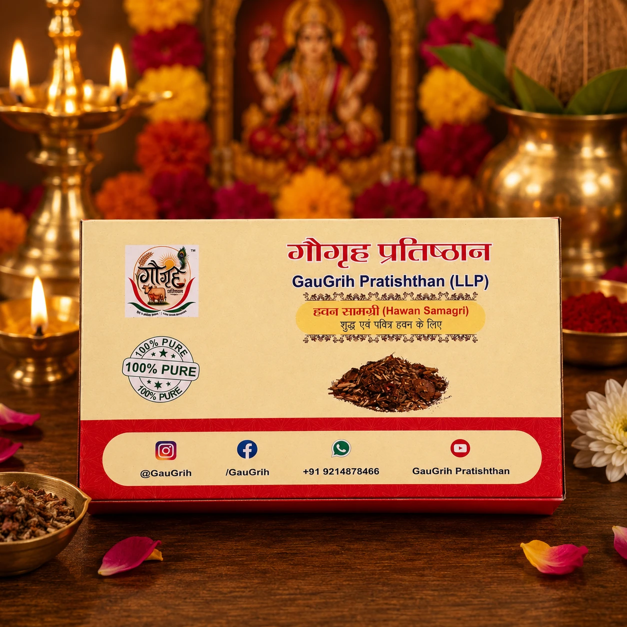 GauGrih Havan Samagri – 100% Natural & Chemical-Free Pooja Samagri | Made from Cow Dung, Gau Mutra & Herbal Ingredients