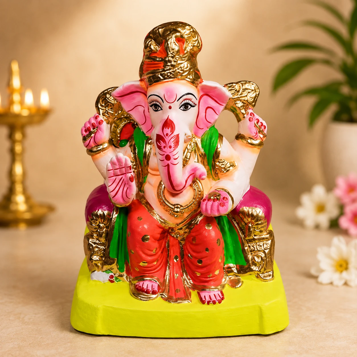 12 Inch Eco-Friendly Black Clay Lord Ganesha Idol – Handcrafted | Natural Clay
